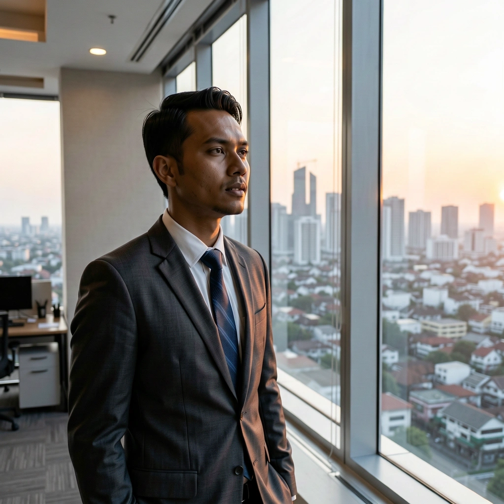 Professional individual in a Jakarta office