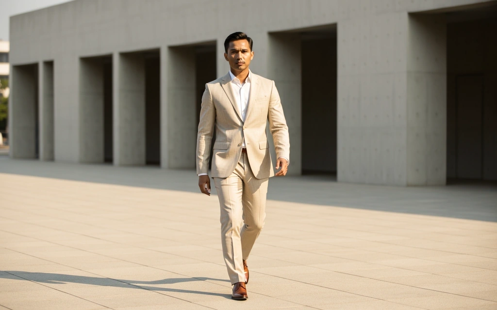 Modern Indonesian man in tailored suit